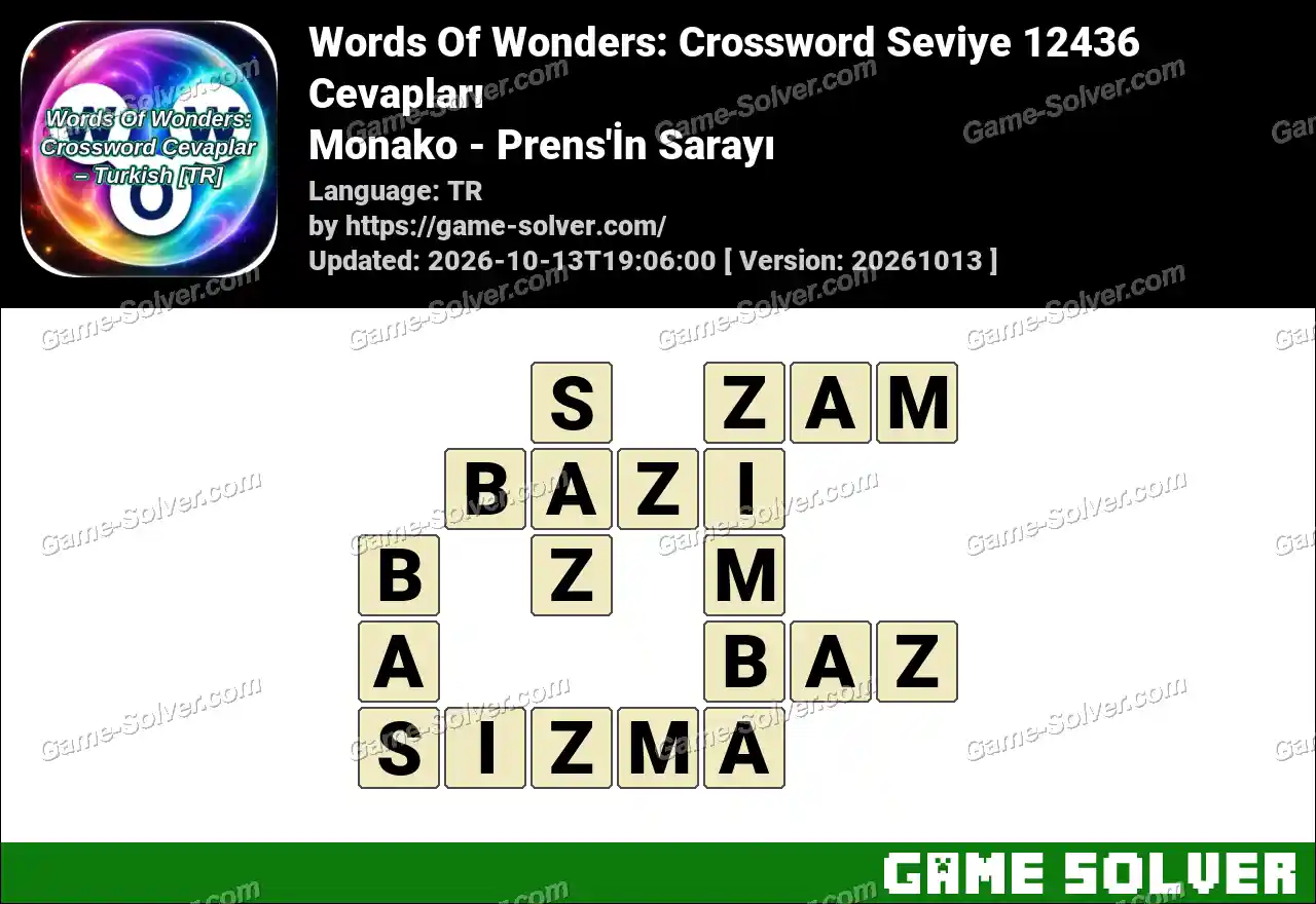 Words Of Wonders: Crossword Seviye 12436 Cevapları – Monako – Prens’İn Sarayı